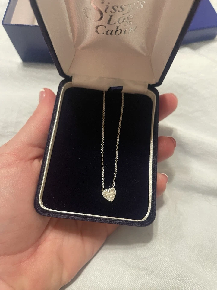 Collar corazón diamante oro blanco 14k 0,21 ctw Foto 3 de 3