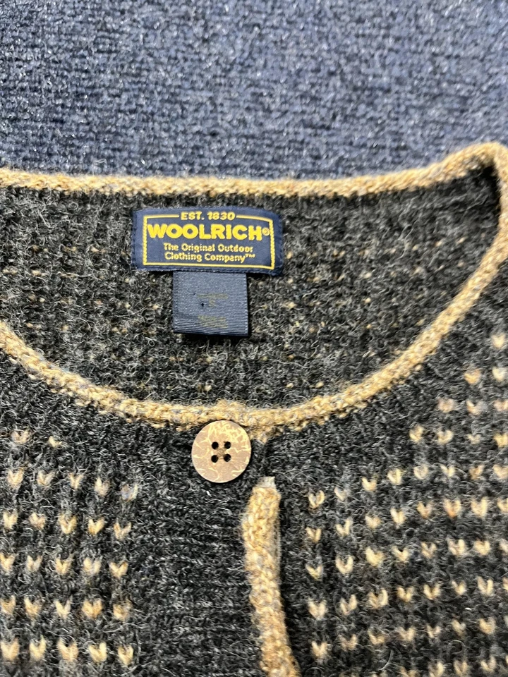 Suéter Woolrich Mujer Grande Negro Lana Botón Frontal Cárdigan Lana de Cordero Foto 2 de 4