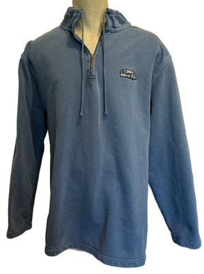 Weird Fish Men s Size XL 1/4 Zip Knit Blue Hoodie Sweatshirt 100% Cotton