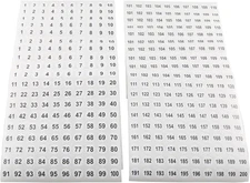 Number Stickers LUORNG 20 Sheets 0.4" 1 to 200 Digital Sticker Circular Self Adh