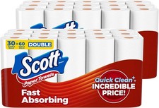 NEW Scott Paper Towels Bulk 60 Regular Rolls 30 Double Rolls 2 Packs of 15 White