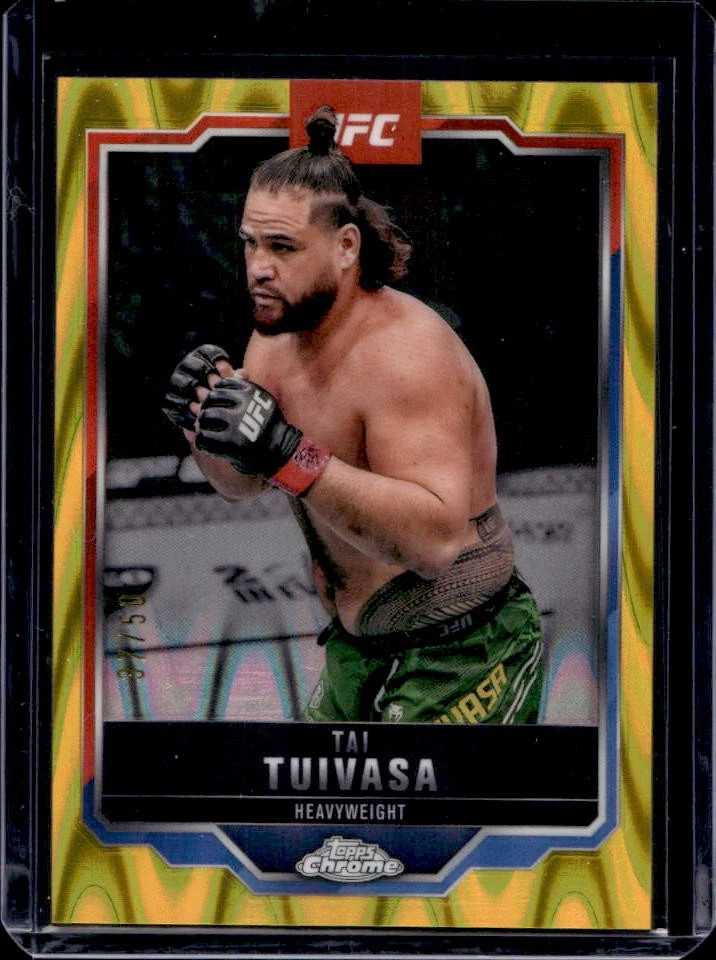 2025 Topps UFC Chrome Tai Tuivasa Refractor Gold RayWave #/50