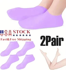 2 Pair Full Length Silicone Gel Moisturizing Socks Foot Care Protector Free Ship