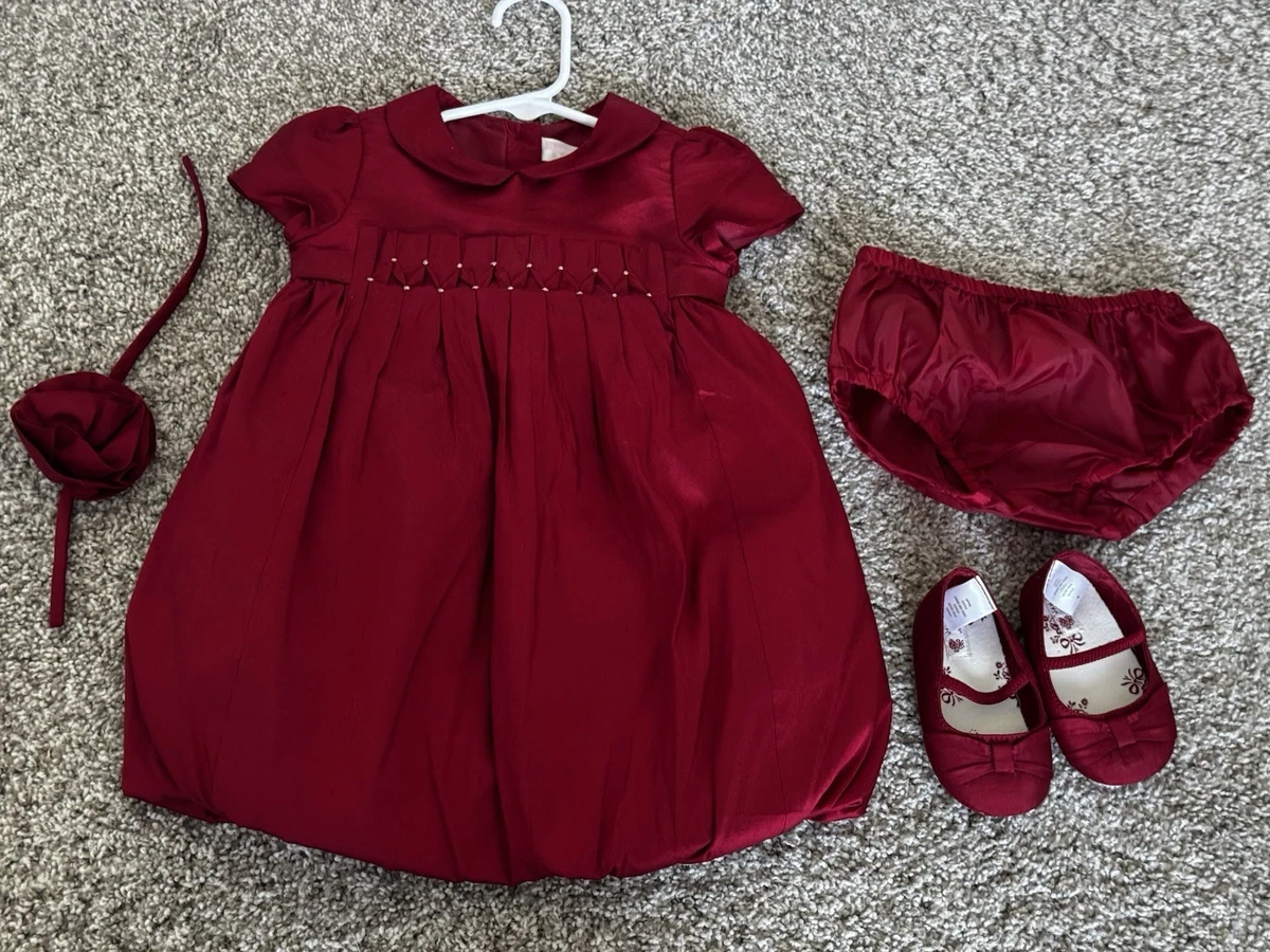 janie and jack red satin dress JANIE AND JACK HOLIDAY 2T RED SILK SATIN FLORAL APPLIQUE DRESS, brand new!