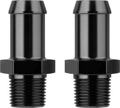 3/8'' NPT Male to 5/8'' Barb Fitting Adapter Straight Aluminum Black 2PCS