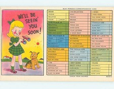 Linen comic DOG BESIDE CUTE GIRL WITH BINOCULARS : make an offer HL3367