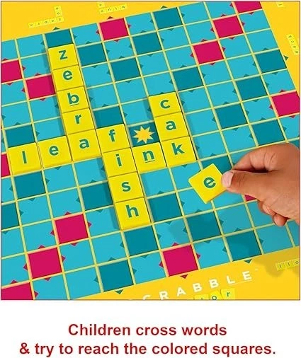 Mattel Games Scrabble Junior Kids Crossword Game with 2-Games-in-1, 2-Sided Game - Image 2 of 4