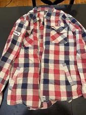 HARLEY DAVIDSON MEN'S ZIP-UP FLANNEL RED/BLUE PLAID XL Slim