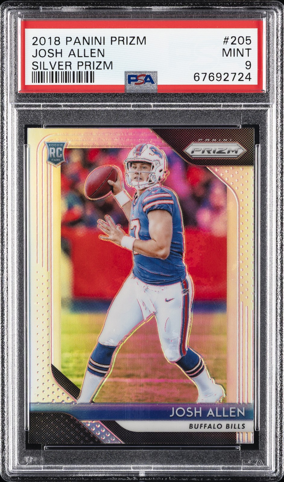 2018 PANINI PRIZM SILVER PRIZM #205 JOSH ALLEN ROOKIE RC PSA 9