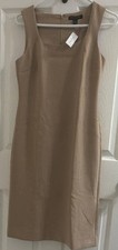 Banana Republic Women's Beige Sleeveless Sheath Dress Square Neck Knee, 0