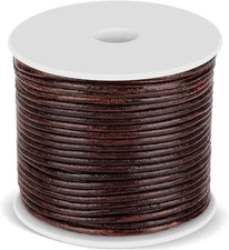 Anezus Leather Cord - Round, Brown Leather Lace for Bracelets, Necklaces & Craft
