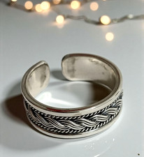 Unisex 925 Sterling Verstellbarer Silberbandring-Herren Damen-Auffälliger Ring