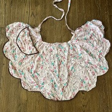 Vintage Handmade Tulip Edge Pink Green Brown Apron Needs A Few Stitches Pocket