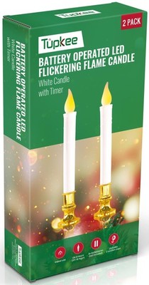 Tupkee Christmas LED Window Candles - Battery Flickering Flameless Window Candle