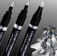 3PK Liquid Chrome Markers Permanent Mirror Pens for Plastic Metal Model Painting