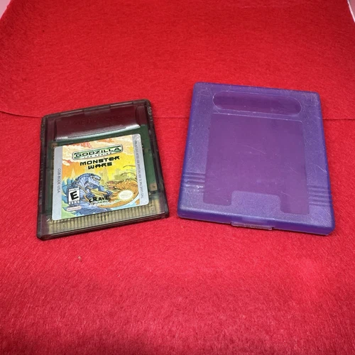 Godzilla Monster Wars Nintendo Game Boy Color Cartridge And Purple Case