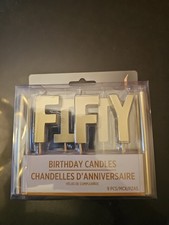 50th Birthday Candles Gold Letters FIFTY NEW Birthday Candles
