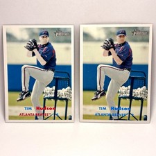 Lot (2) 2006 Topps Heritage - Tim Hudson #80 Base & SP Blue Lettering NM