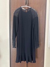 Stella McCartney Lace Switching Dress Occasion Dark Blue Long Sleeve