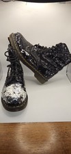 Dr Martens 1460 Pascal Sequin Boots Black Reversible Silver UK 8 EU 42 Festival