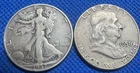 1937 s 50C Walking Liberty Half Dollar and 1957 Ben Franklin Half Dollar #835