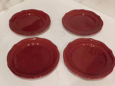 Home Trends HTS3 All Burgundy Maroon Embossed Edge Lunch Salad Plates Set of 4
