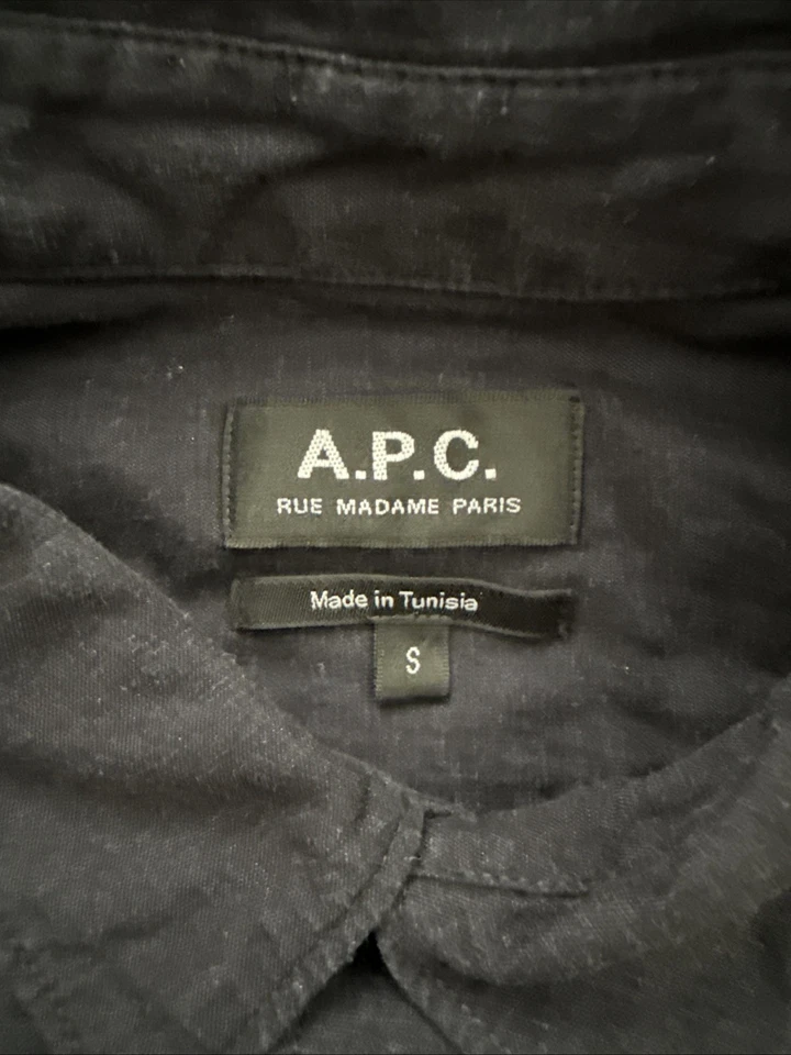 APC Rue Madame Paris Men's Small  Long Sleeve Black Cotton Linen Chambray Shirt - Imagem 2 de 4