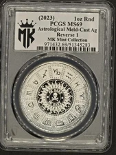 MK Mint Collection Astrological Meld-Cast Ag 1oz .999 silver Graded by PCGS