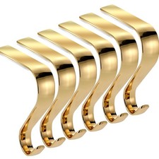 6 Pcs Christmas Stocking Holders for Mantel Hooks Non-Slip Gold