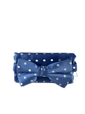 Stacy Adams Men's Bow Tie Hanky Set Powder Blue White Polka Dot Pretied 2.5"