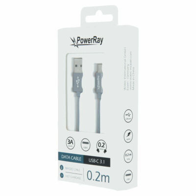 PowerRay Daten Kabel Data Cable , PR-DCUC020TGY USB / USB-C  0,2 m Textile Grey