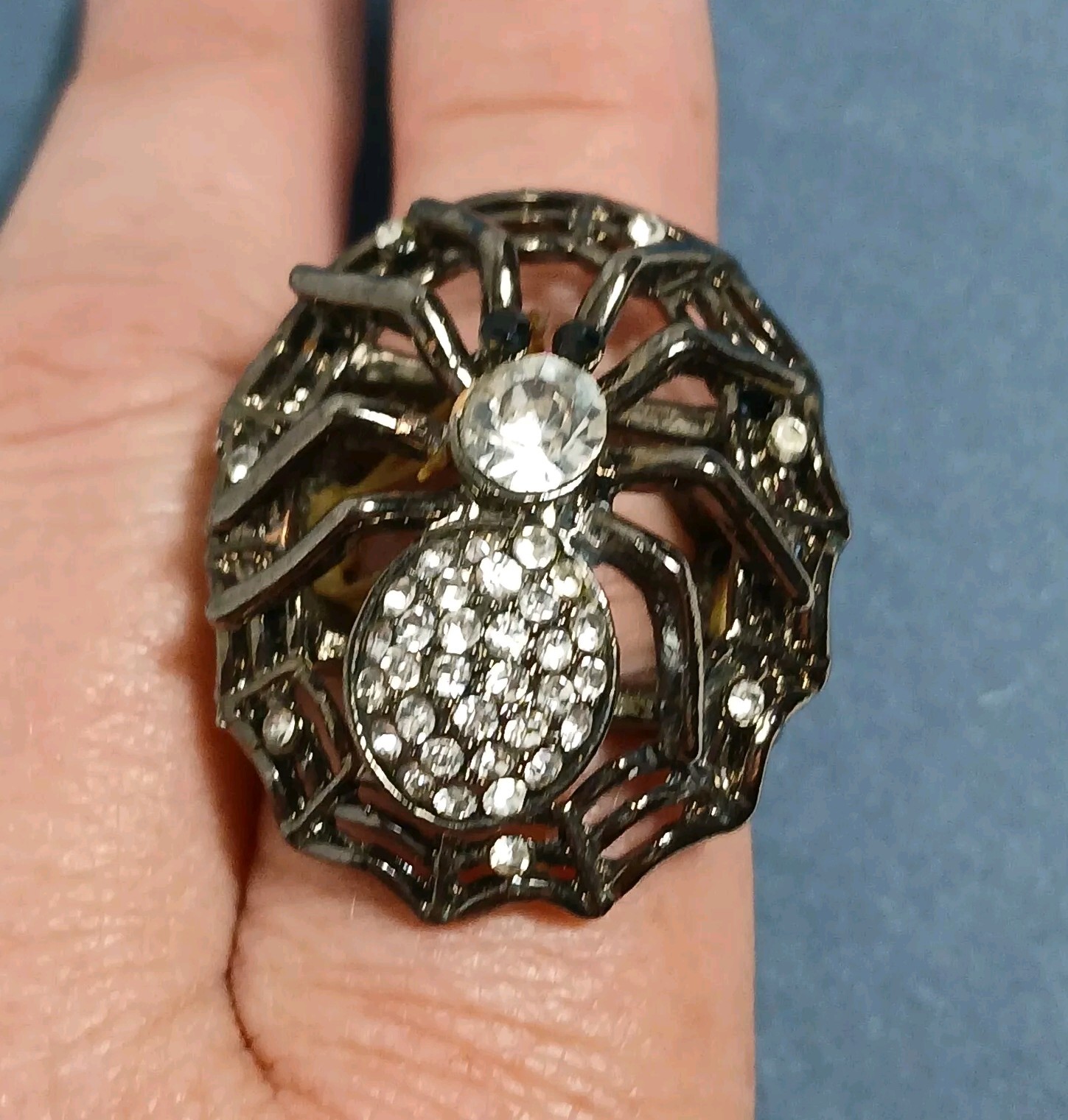 Goth Spider & Web Costume Statement Ring Stretch/… - image 7