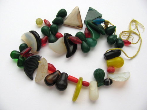 Perles de verre de mariage vintage Mali lâches et partielles brin - Photo 3/15