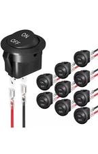Joinfworld on off Switch 12V round Rocker Switch 12 Volt DC Circle Toggle 10Pcs
