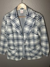 Graff Californiawear plaid blazer blue and white Vintage