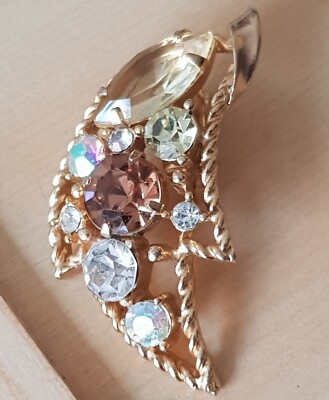 Vintage    EMMONS  1950Jahr Ohrring Einzeln Teil Aurora Borealis Strass 