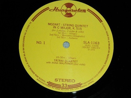 MOZART:Tátrai Quartet Japan '78 SLA-1163 LP+Obi STRING QUINTET IN C MAJOR, K.515 - Picture 3 of 4
