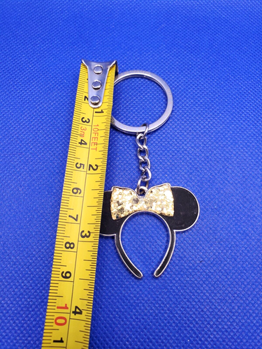 Portachiavi Parchi Disney Orecchie Minnie Mouse Oro Glitter Cerchietto Metallo Portachiavi - Foto 3 di 5