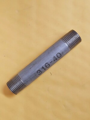 Stainless Steel Pipe Nipple 3/8'' x 3-1/2'' Type 316 Premium Sch. 40 - USA - NEW