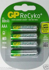 4 GP RECYKO PRECHARGED RECHARGEABLE AAA 800mAh BATTERIES