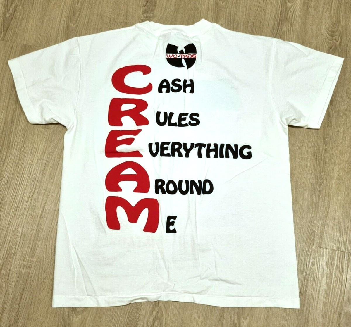 Vintage WU-TANG CLAN Shirt L Gem Reprint CREAM Raptee Hip Vintage WU-TANG CLAN Shirt L Gem Reprint CREAM Raptee Hip