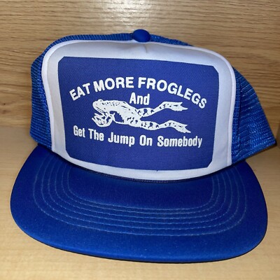 Vintage Eat More Frog Legs And Get The Jump On Somebody Snapback Trucker Cap Hat