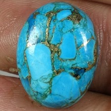 Natural Sky Blue Copper Turquoise Oval Cab Loose Gemstones 11.35Cts 13x 18x 06mm