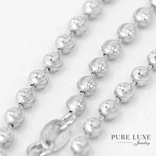 Men's 925 Sterling Silver Moon Cut Bead Ball 24"x2mm Chain Necklace New + Box