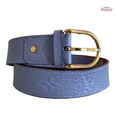 Auth Louis Vuitton Blue Monogram Empreinte Leather Sun Tulle Buckle Belt 80/32 Auth Louis Vuitton Blue Monogram Empreinte Leather Sun Tulle  main image 2
