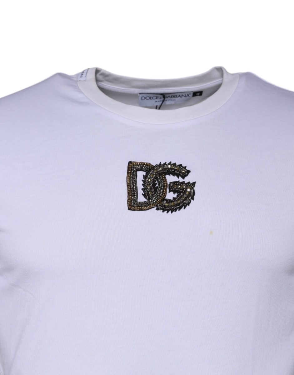 DOLCE & GABBANA T-shirt White DG Logo Cotton Crew Neck Men