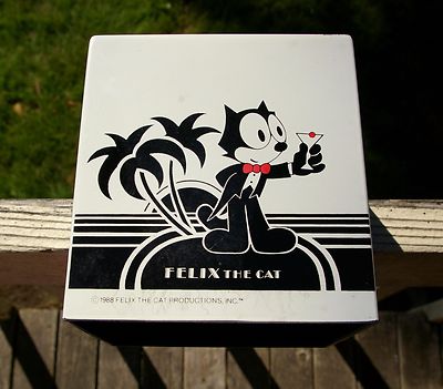 Felix The Cat Productions 1988 Metal Tissue Box Cover Tux Martini