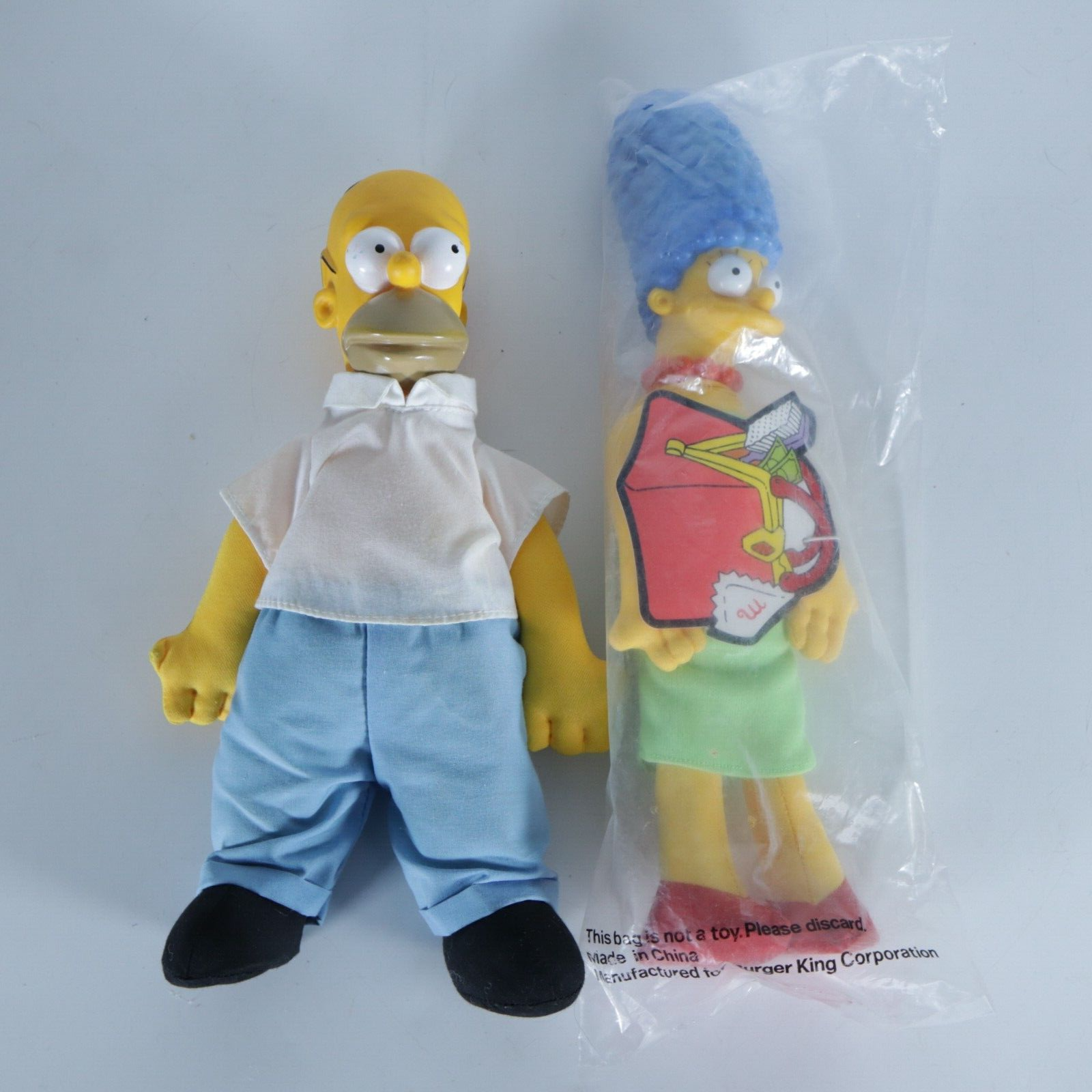 Vintage 1990 Burger King Simpsons Marge & Homer 12 Inch Plush Doll
