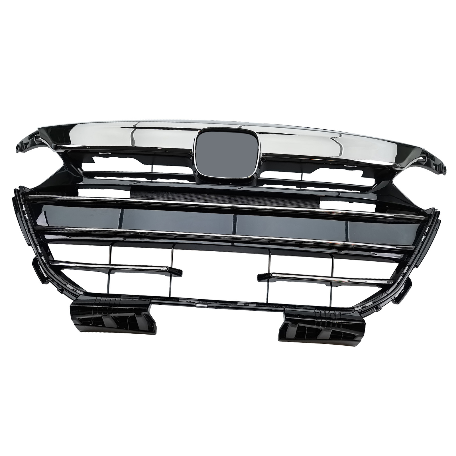 For 2021-2023 Honda Accord Front Upper Lower Grill Grey Chrome Fog Light Set