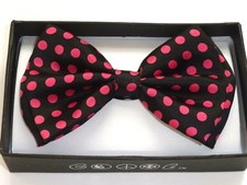 New Polka Dot Bow Tie Pink and Black BowTie Ties Tuxedo USA SELLER